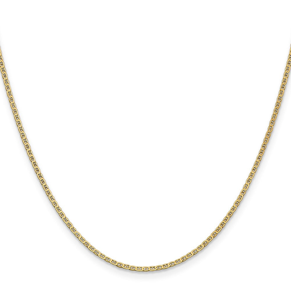 14K Gelbgold 1.5mm Leicht Flach Anker Glieder mit Karabinerverschluss Anhänger Halskette
