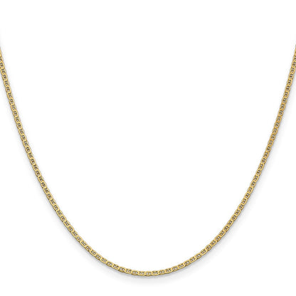 14K Gelbgold 1.5mm Leicht Flach Anker Glieder mit Karabinerverschluss Anhänger Kette Kinder Halskette