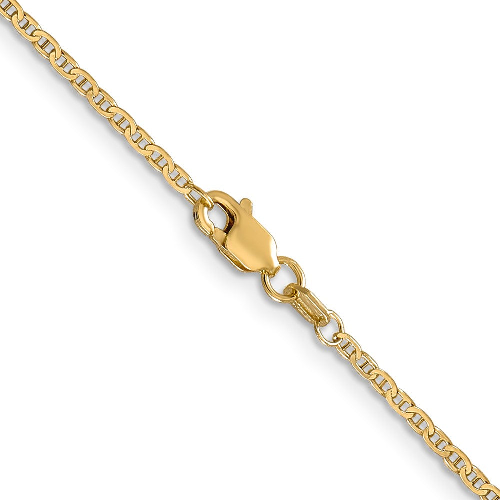 14K Gelbgold 1.5mm Leicht Flach Anker Glieder mit Karabinerverschluss Anhänger Halskette