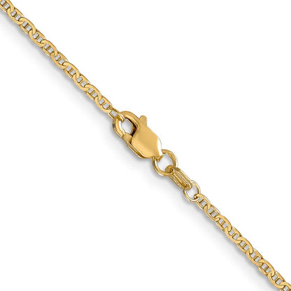 14K Gelbgold 1.5mm Leicht Flach Anker Glieder mit Karabinerverschluss Anhänger Halskette