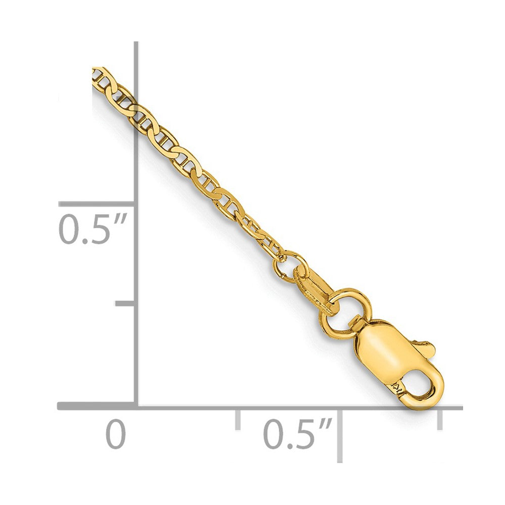 14K Gelbgold 1.5mm Leicht Flach Anker Glieder mit Karabinerverschluss Kette Fußkettchen