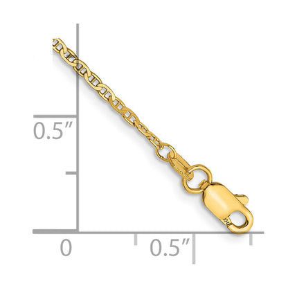 14K Gelbgold 1.5mm Leicht Flach Anker Glieder mit Karabinerverschluss Kette Fußkettchen