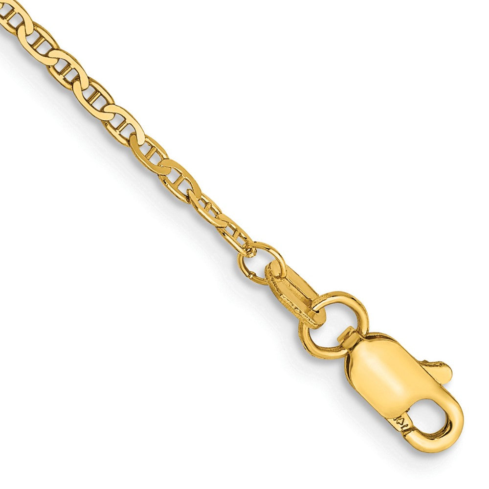 14K Gelbgold 1.5mm Leicht Flach Anker Glieder mit Karabinerverschluss Kette Fußkettchen