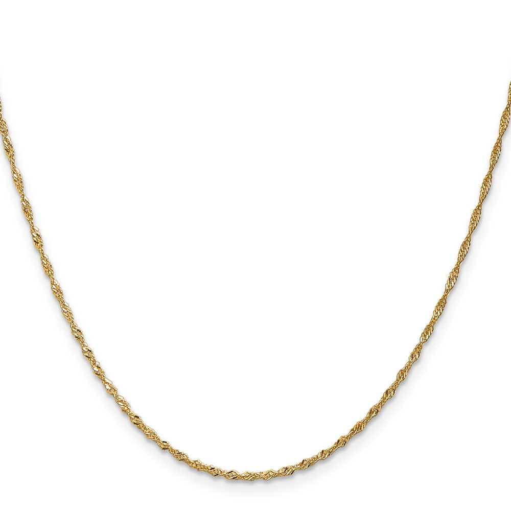14K Gelbgold 1.40mm Singapurkette mit Federring Verschluss Kinder Halskette