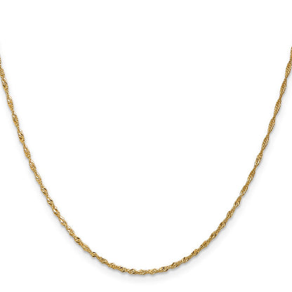 14K Gelbgold 1.40mm Singapurkette mit Federring Verschluss Halskette