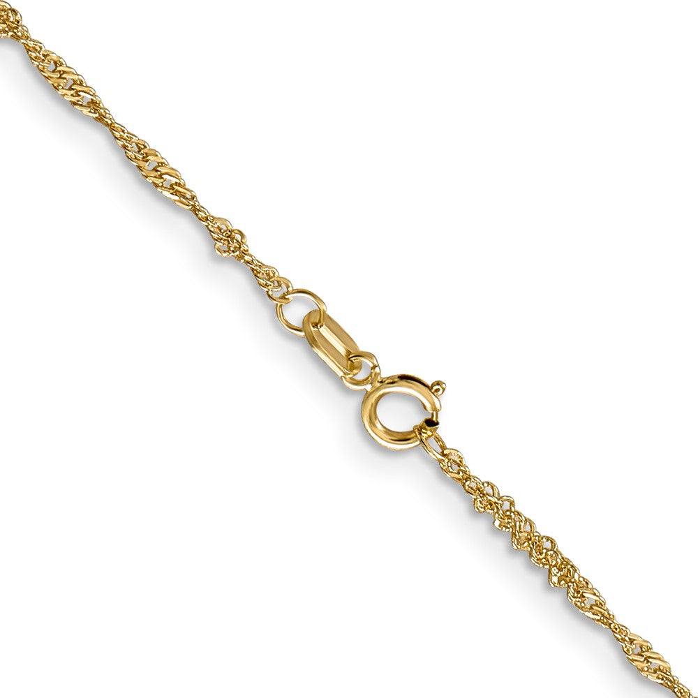 14K Gelbgold 1.40mm Singapurkette mit Federring Verschluss Kinder Halskette