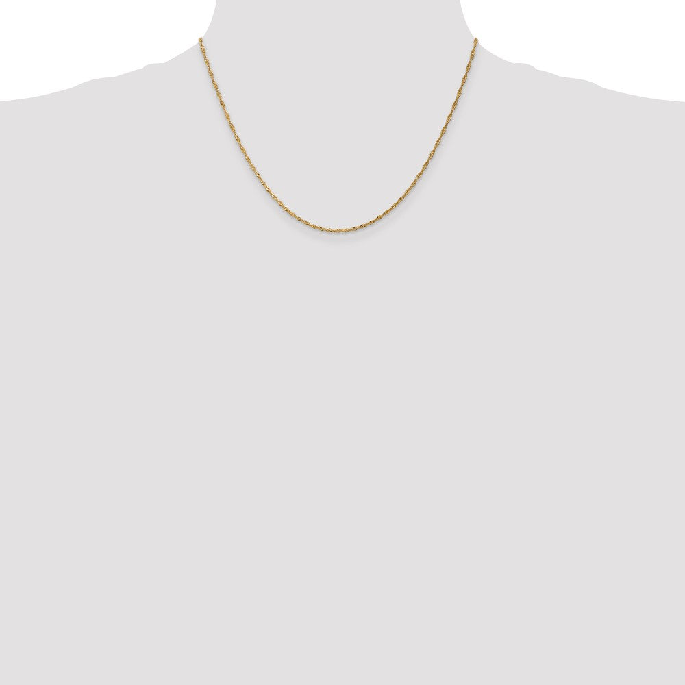 14K Gelbgold 1.40mm Singapurkette mit Federring Verschluss Halskette