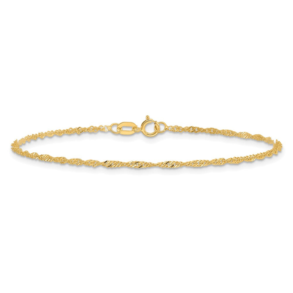 14K Gelbgold 1.40mm Singapurkette mit Federring Verschluss Gliederarmband