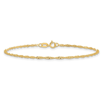 14K Gelbgold 1.40mm Singapurkette mit Federring Verschluss Gliederarmband