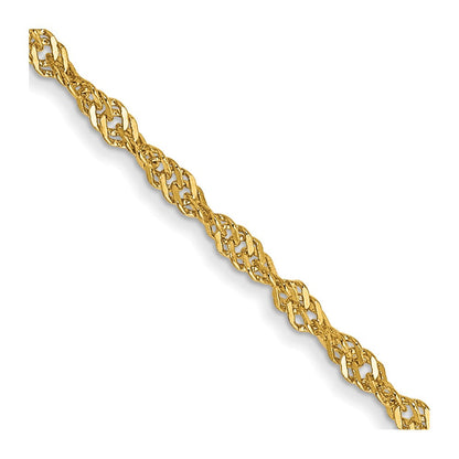 14K Gelbgold 1.40mm Singapurkette mit Federring Verschluss Halskette