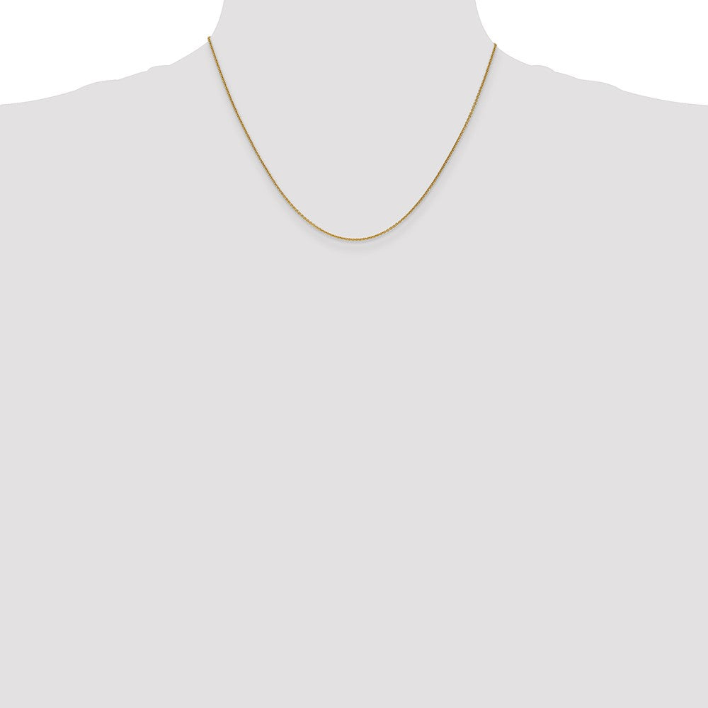 14K Gelbgold 1mm Rund Offen Glieder Ankerkette mit Karabinerverschluss Halskette