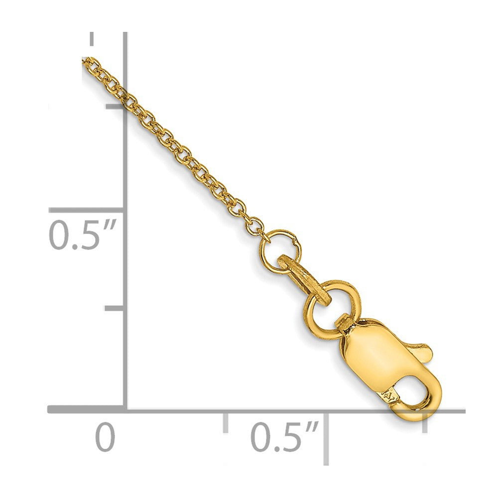 14K Gelbgold 1mm Rund Offen Glieder Ankerkette mit Karabinerverschluss Kette Fußkettchen