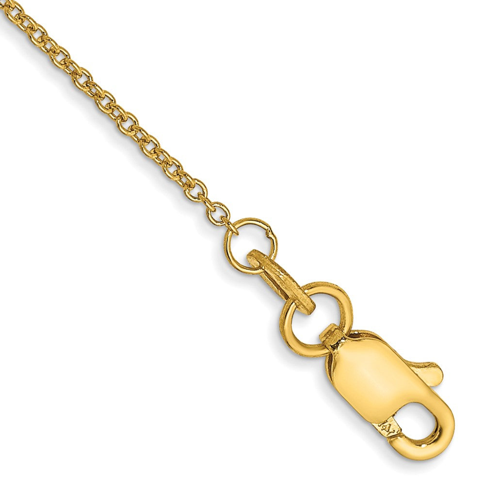 14K Gelbgold 1mm Rund Offen Glieder Ankerkette mit Karabinerverschluss Kette Fußkettchen