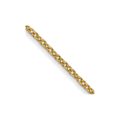 14K Gelbgold 1mm Rund Offen Glieder Ankerkette mit Karabinerverschluss Halskette