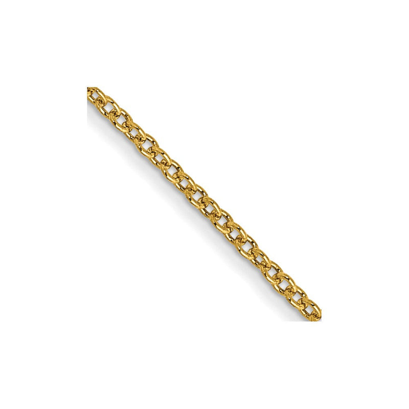 14K Gelbgold 1mm Rund Offen Glieder Ankerkette mit Karabinerverschluss Kette Kinder Halskette