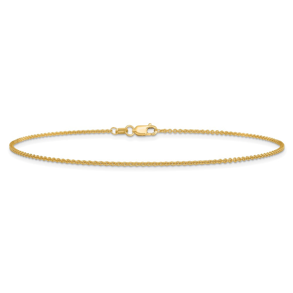 14K Gelbgold 1.4mm Rund Offen Glieder Ankerkette mit Karabinerverschluss Kette Fußkettchen