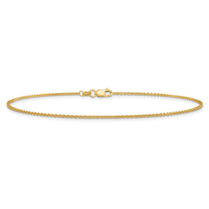 14K Gelbgold 1.4mm Rund Offen Glieder Ankerkette mit Karabinerverschluss Kette Fußkettchen