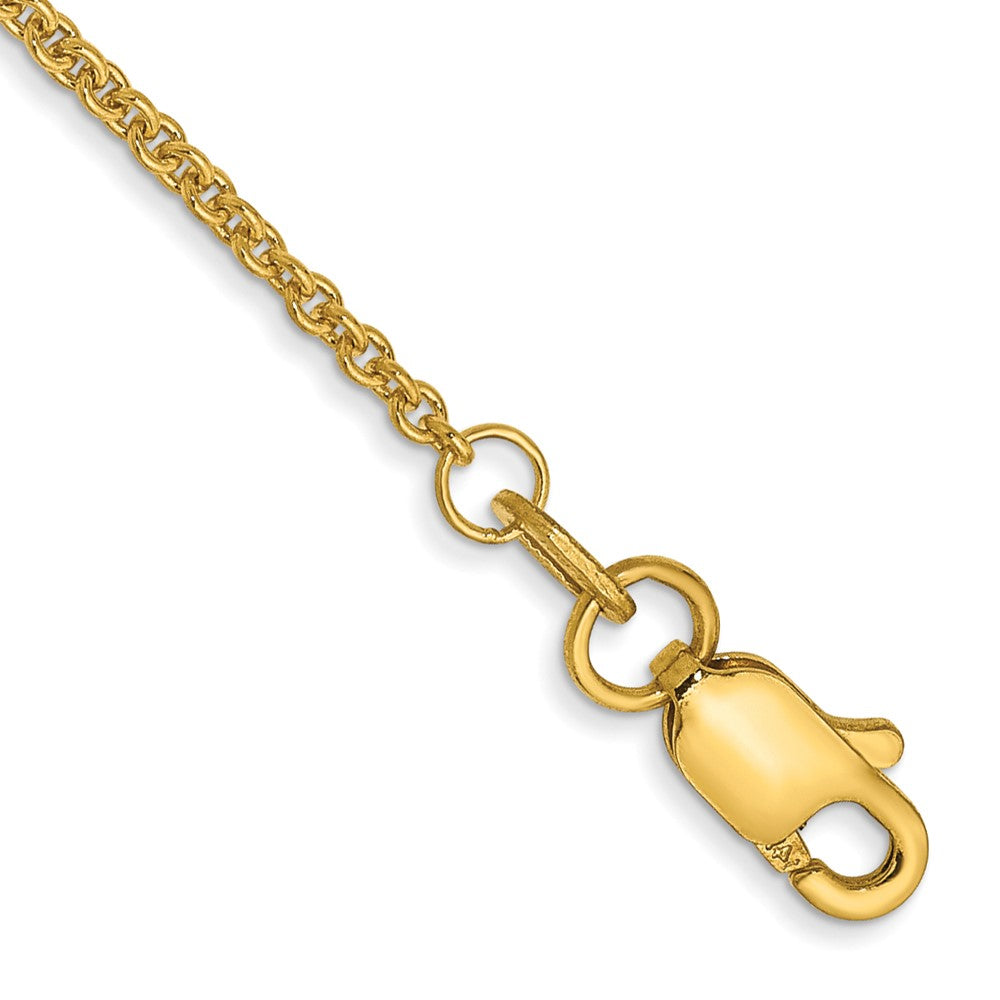 14K Gelbgold 1.4mm Rund Offen Glieder Ankerkette mit Karabinerverschluss Kette Fußkettchen