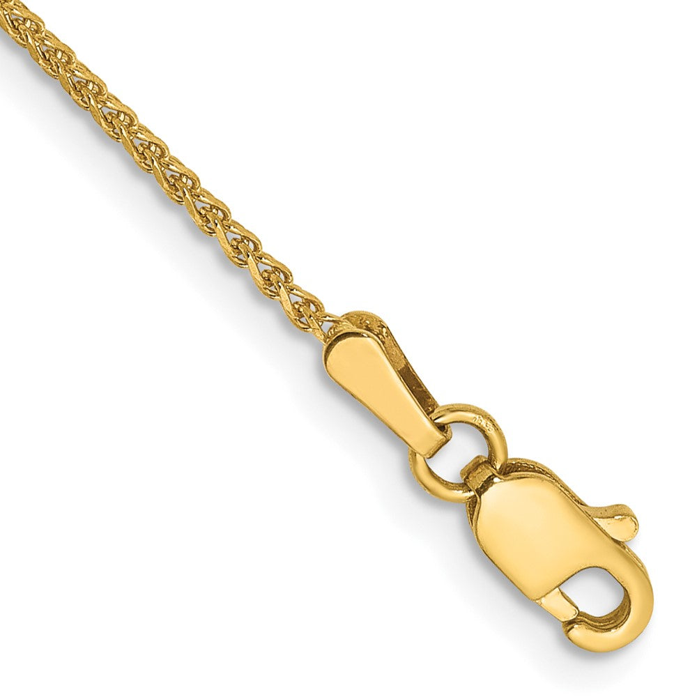 14K Gelbgold 1.25mm Diamantiert Ährenkette mit Karabinerverschluss Gliederarmband