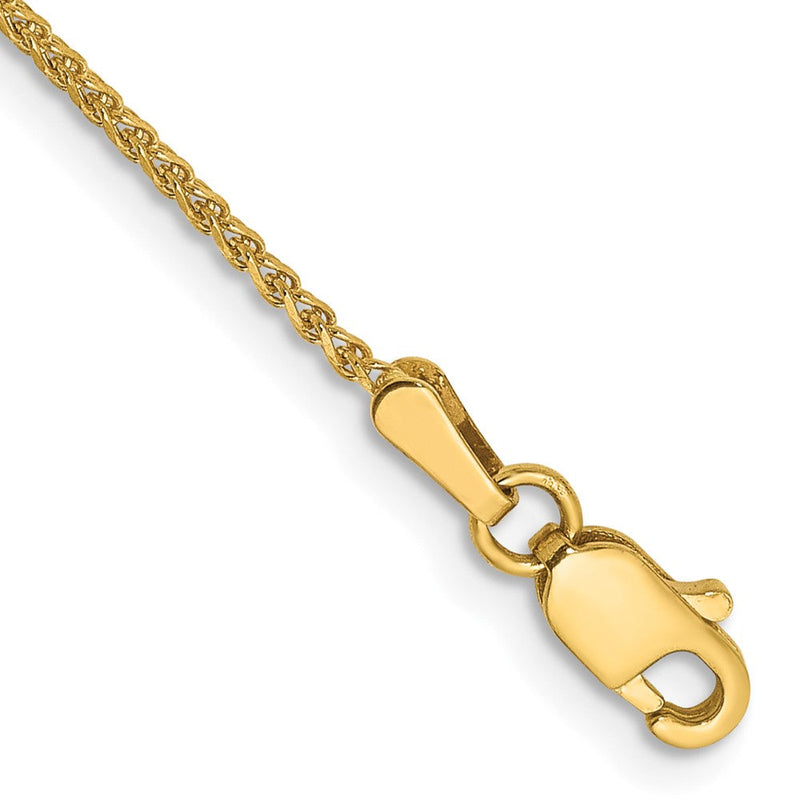 14K Gelbgold 1.25mm Diamantiert Ährenkette mit Karabinerverschluss Gliederarmband