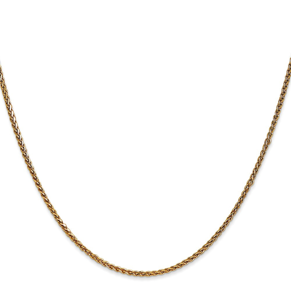 14K Gelbgold 1.7mm Diamantiert Ährenkette mit Karabinerverschluss Halskette