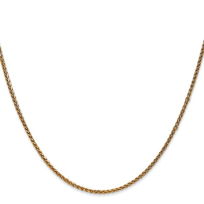 14K Gelbgold 1.7mm Diamantiert Ährenkette mit Karabinerverschluss Halskette