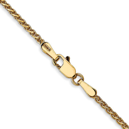 14K Gelbgold 1.7mm Diamantiert Ährenkette mit Karabinerverschluss Halskette