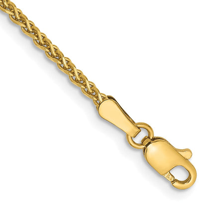 14K Gelbgold 1.7mm Diamantiert Ährenkette mit Karabinerverschluss Gliederarmband