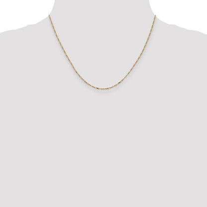 14K Gelbgold 1.25mm Flach Figaro mit Feder Anhänger Ring Anhänger Halskette