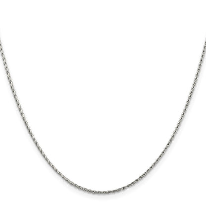 14K Weißgold 1.25mm Rund Parisian Weizen mit Karabinerverschluss Halskette