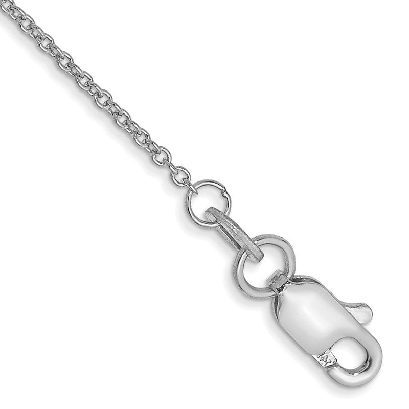 14K Weißgold 1mm Rund Offen Glieder Ankerkette mit Karabinerverschluss Kette Fußkettchen