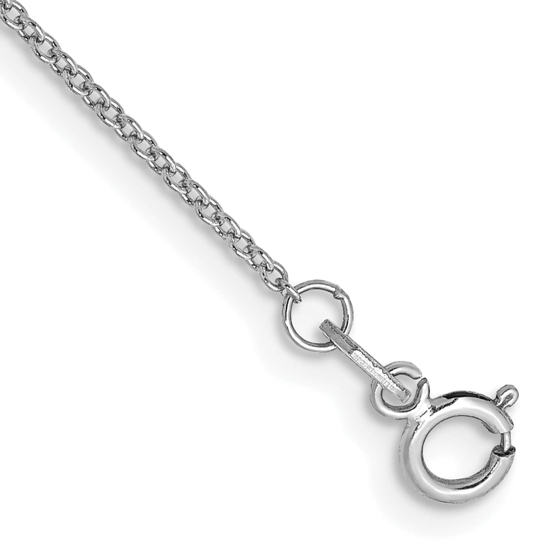 14K Weißgold.9mm Ankerkette mit Federring Verschluss Kette Fußkettchen