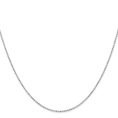 14K Weißgold 1.2mm Diamantiert Gekugelt mit Lobter Verschluss Anhänger Halskette