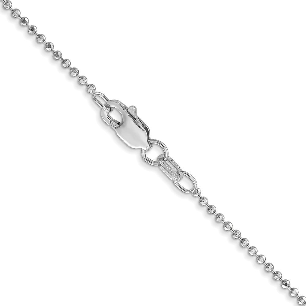 14K Weißgold 1.2mm Diamantiert Gekugelt mit Lobter Verschluss Anhänger Halskette