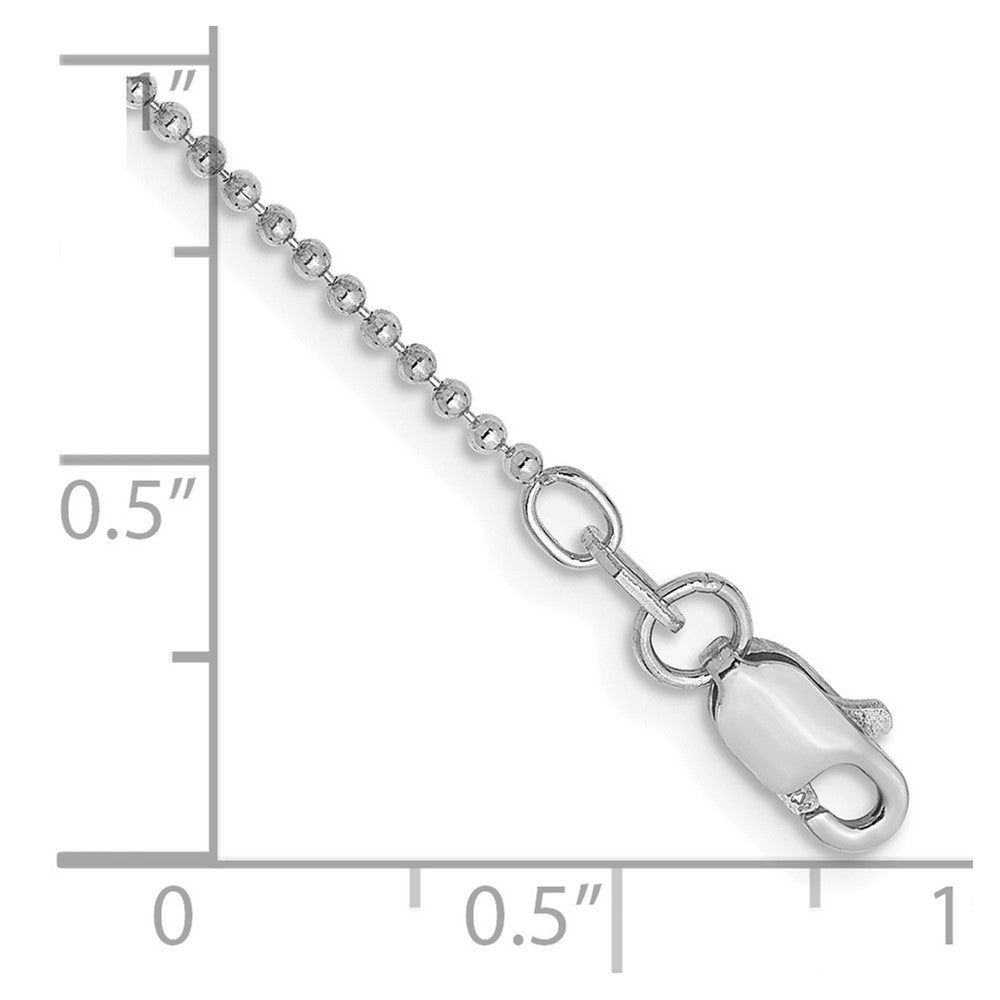 14K Weißgold 1.2mm Diamantiert Gekugelt mit Lobter Verschluss Kette Fußkettchen