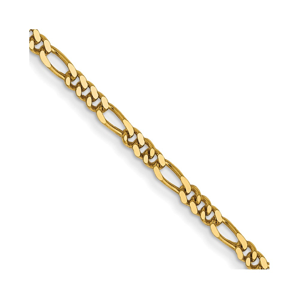 14K Gelbgold 1.25mm Flach Figaro mit Feder Anhänger Ring Anhänger Halskette