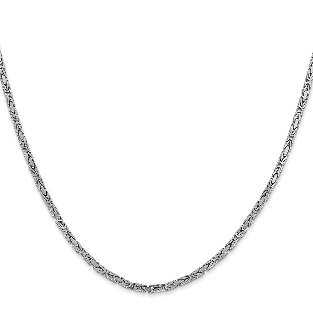 14K Weißgold 2mm Byzantiner mit Karabinerverschluss Halskette