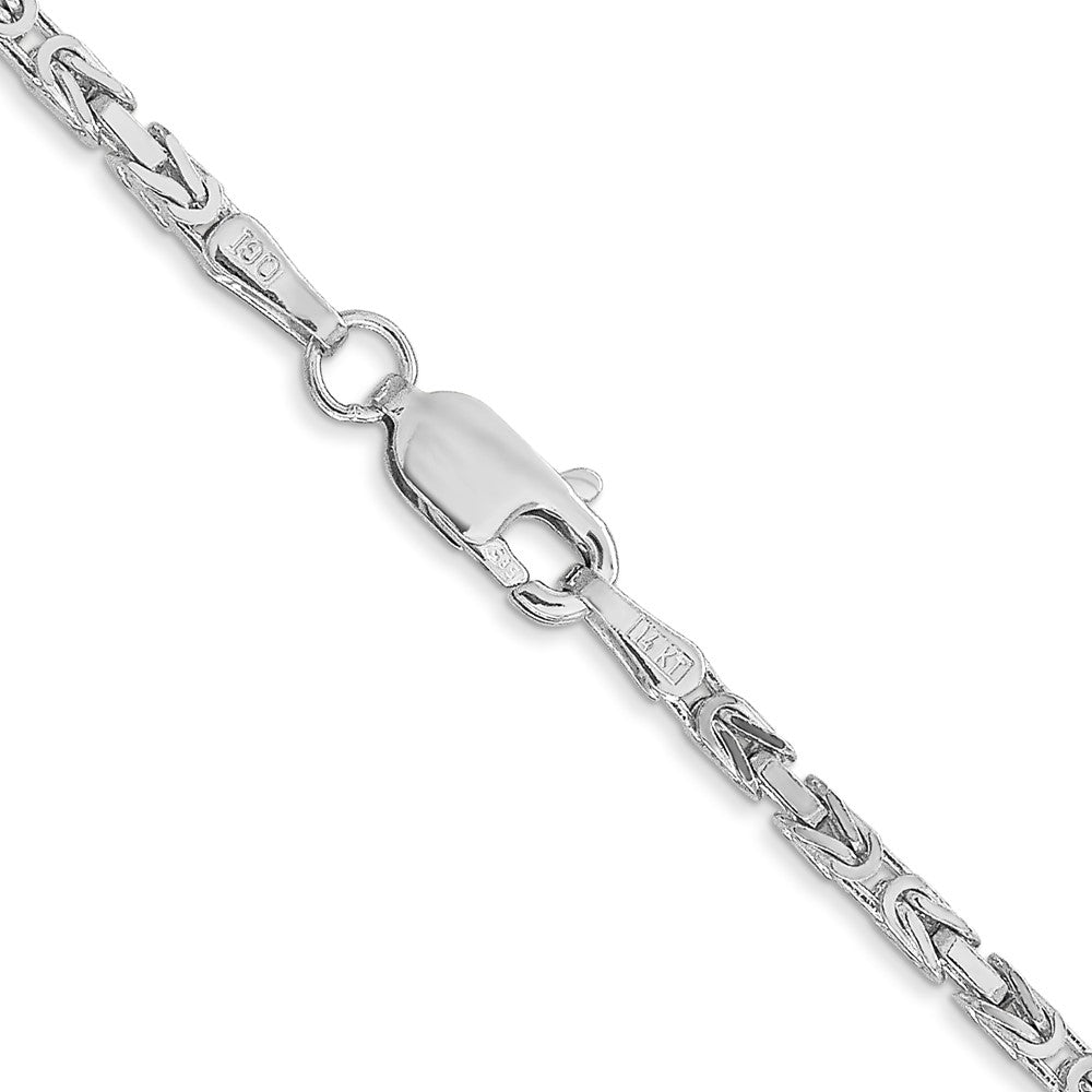 14K Weißgold 2mm Byzantiner mit Karabinerverschluss Halskette