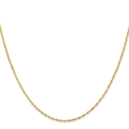 14K Gelbgold 1.10mm Singapurkette mit Federring Verschluss Kinder Halskette