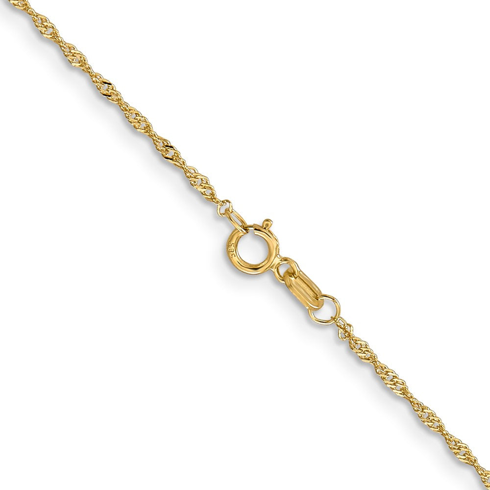 14K Gelbgold 1.10mm Singapurkette mit Federring Verschluss Kinder Halskette