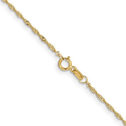 14K Gelbgold 1.10mm Singapurkette mit Federring Verschluss Kinder Halskette