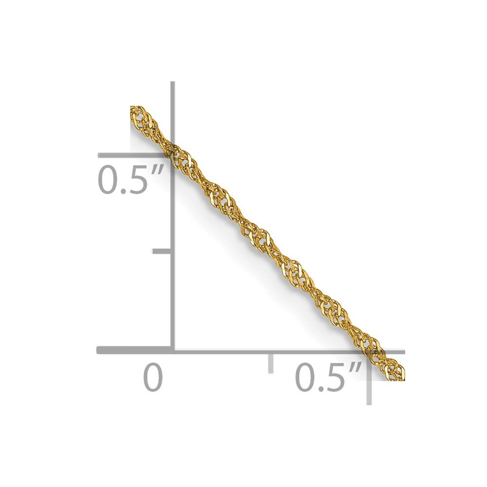 14K Gelbgold 1.10mm Singapurkette mit Federring Verschluss Kinder Halskette