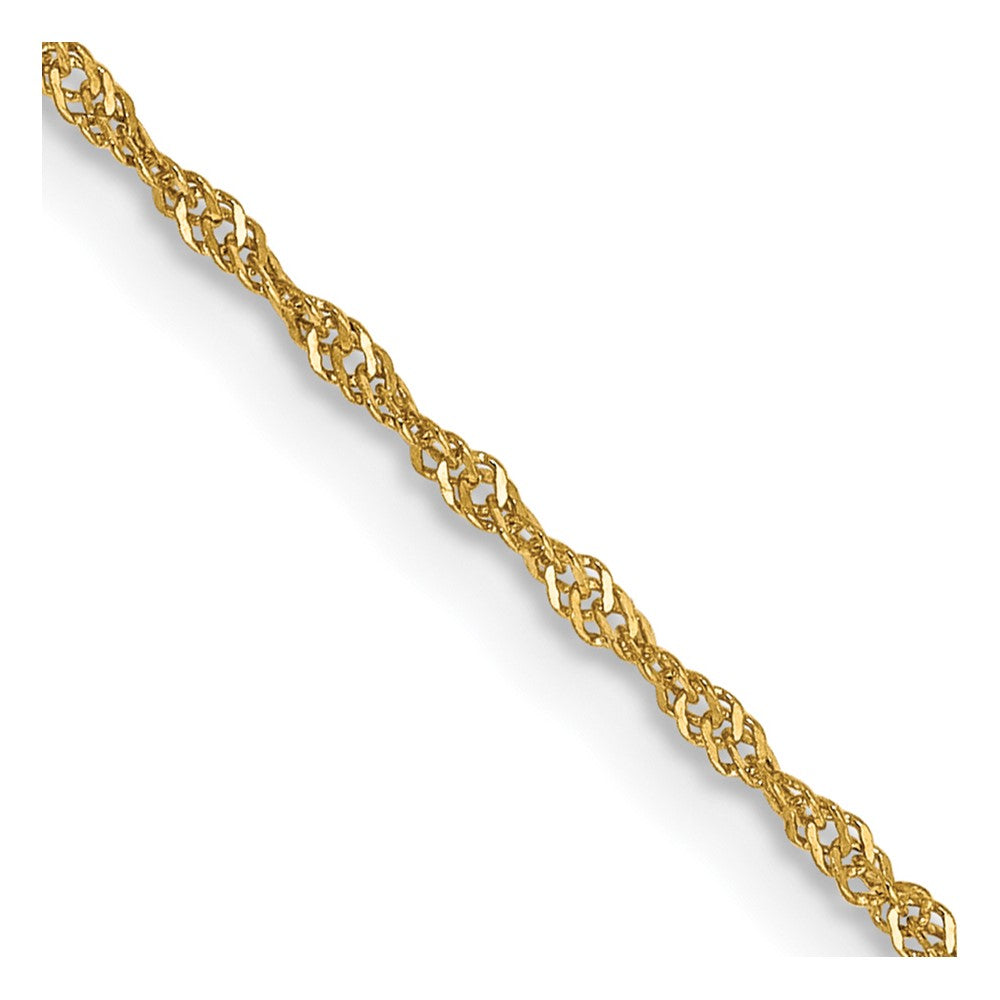 14K Gelbgold 1.10mm Singapurkette mit Federring Verschluss Kinder Halskette