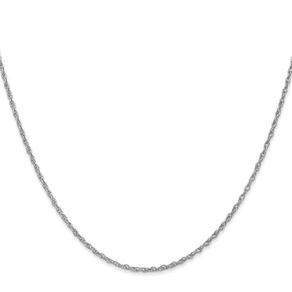 14K Weißgold 1.3mm Schwer Baby Kordel mit Karabinerverschluss Halskette