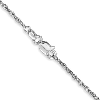 14K Weißgold 1.3mm Schwer Baby Kordel mit Karabinerverschluss Halskette