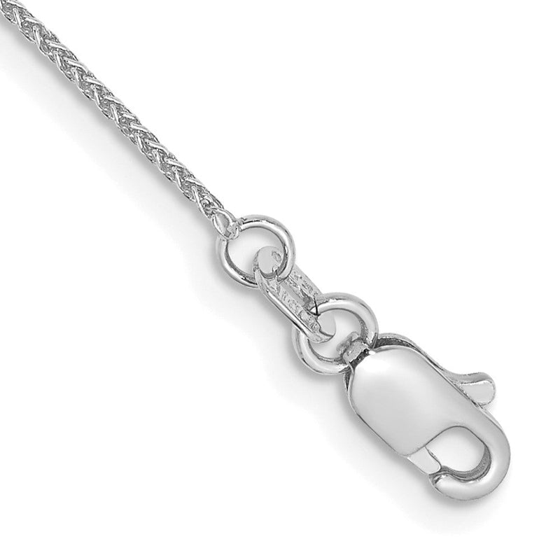 14K Weißgold.85mm Ährenkette mit Karabinerverschluss Gliederarmband
