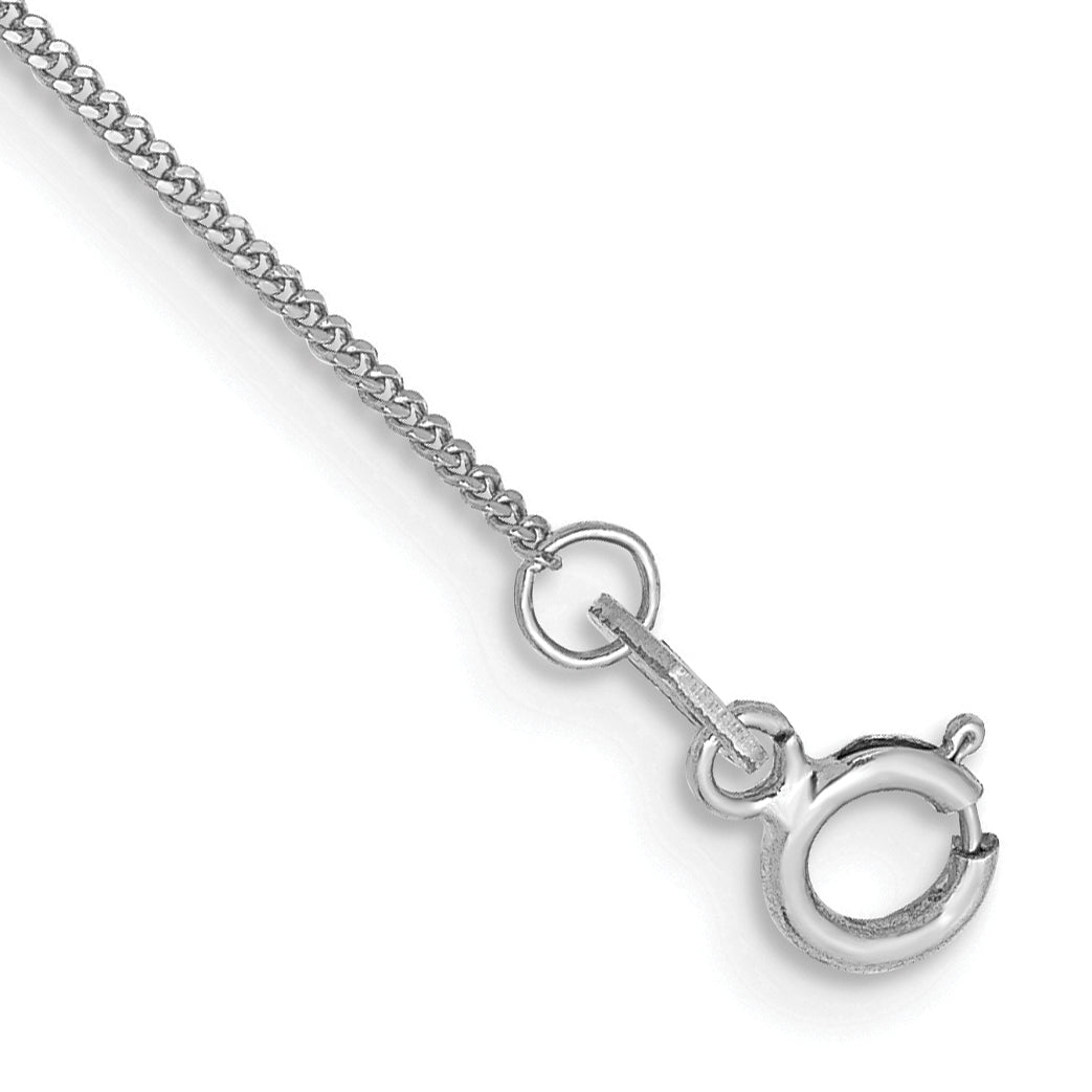 14K Weißgold.9mm Panzer mit Federring Verschluss Kette Fußkettchen
