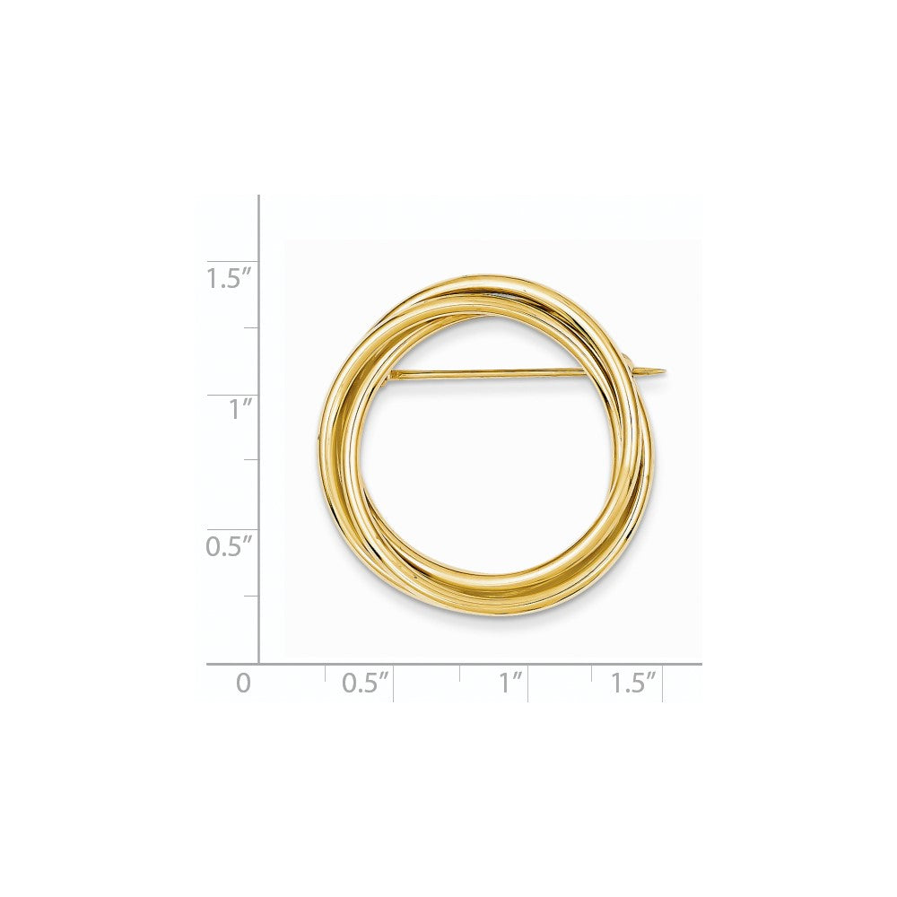 14K Gelbgold Kreis Brosche