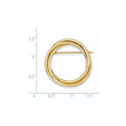 14K Gelbgold Kreis Brosche