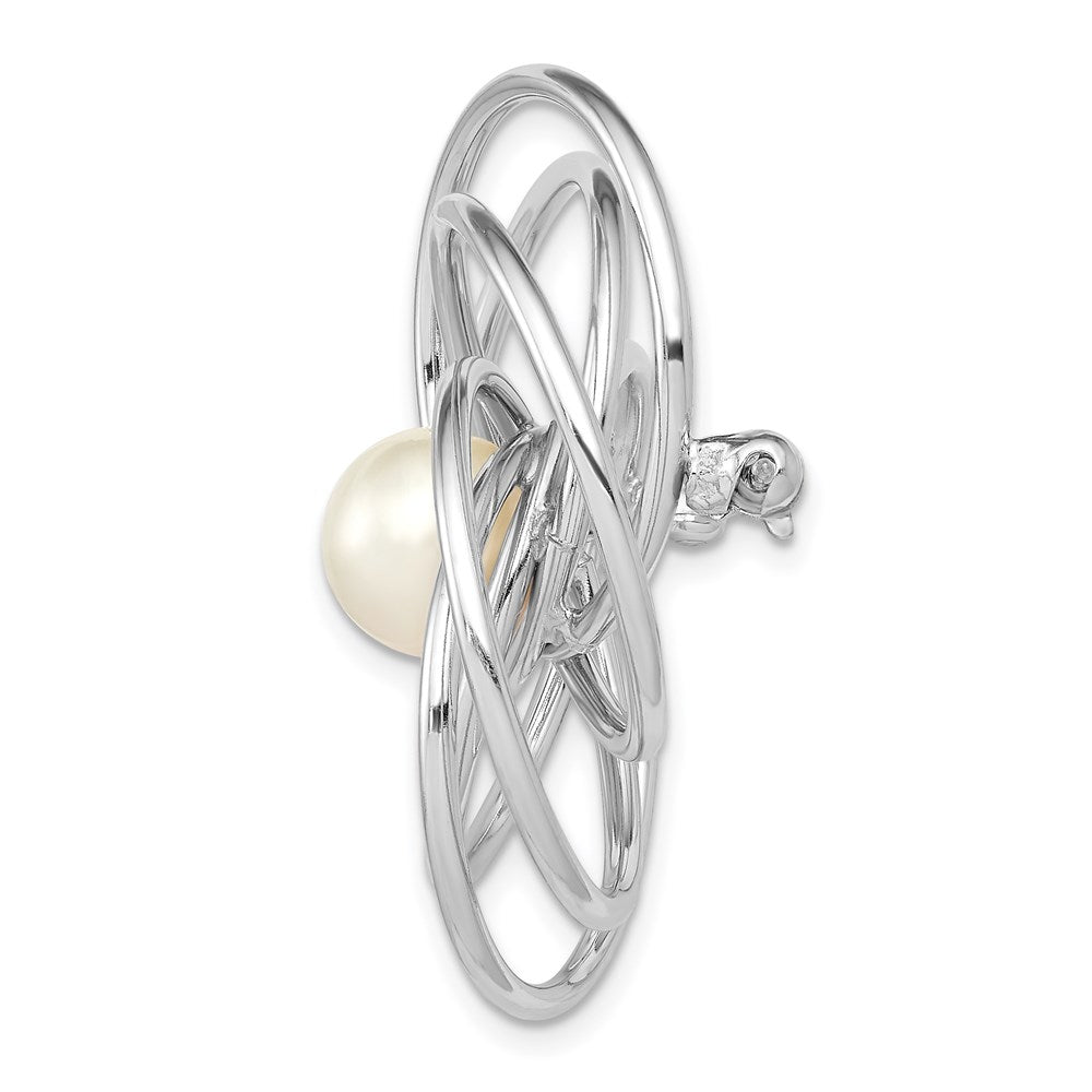 14K Weißgold Fw Zuchtperle Wirbel Brosche